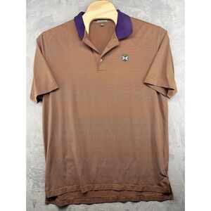 Peter Millar Summer Comfort Polo Orange Striped Kinloch Golf‎ Club Men's Size L